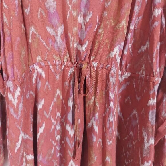 Torrid Crepe Tie Waist Peasant Blouse Ruffled Tie Collar Size 2XL - Picture 4 of 9